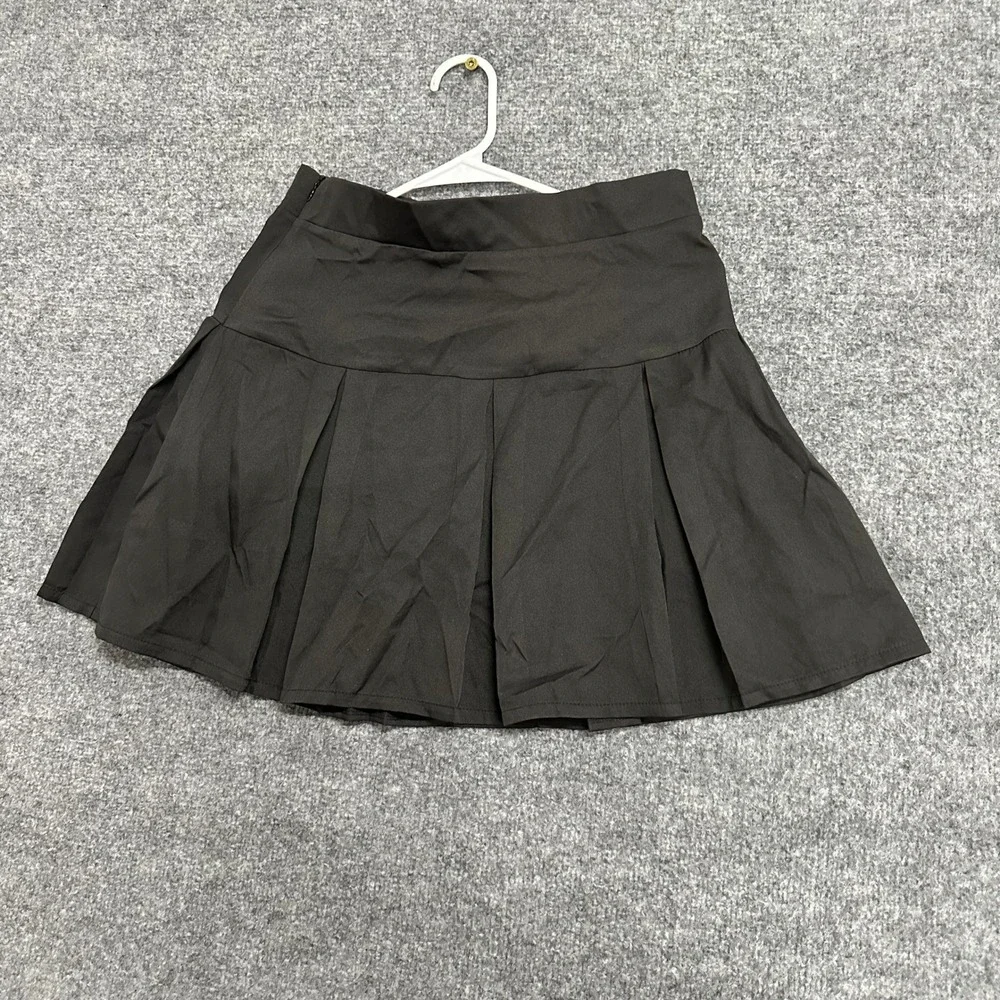 Romwe Skirt Womens Size M Black Pleated Mini High Waisted Preppy School Girl